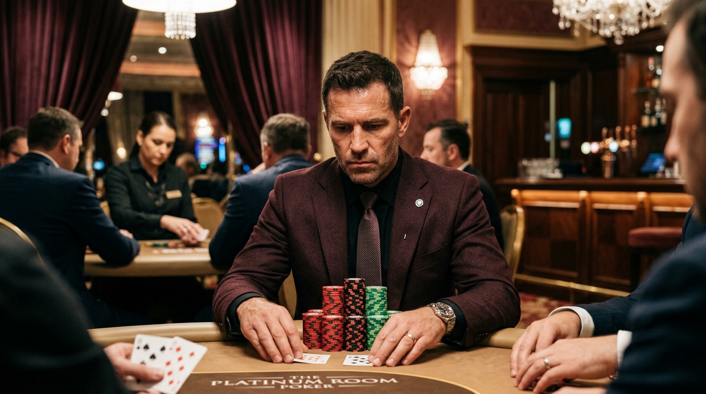 Joueur professionnel concentré à la table de poker