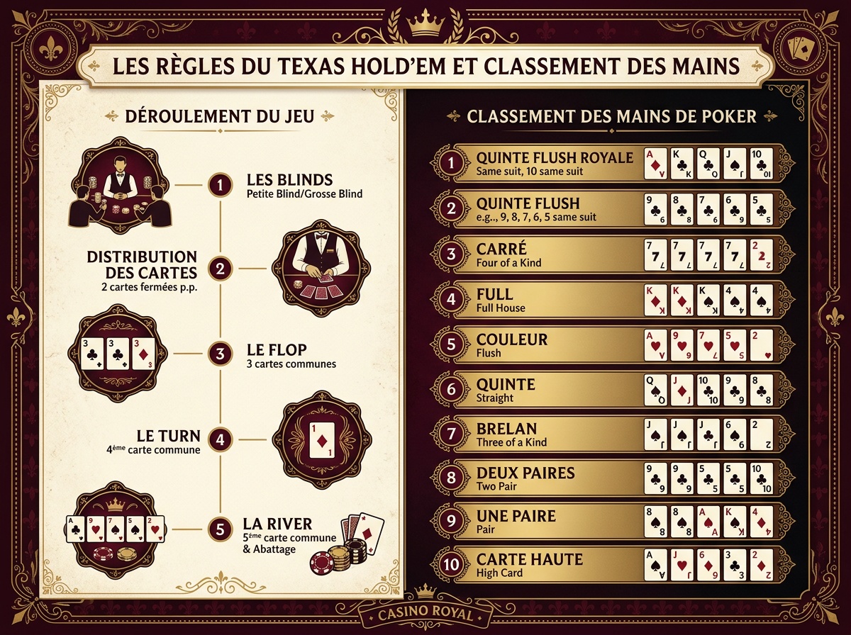 Règles du Texas Hold'em - cartes et jetons